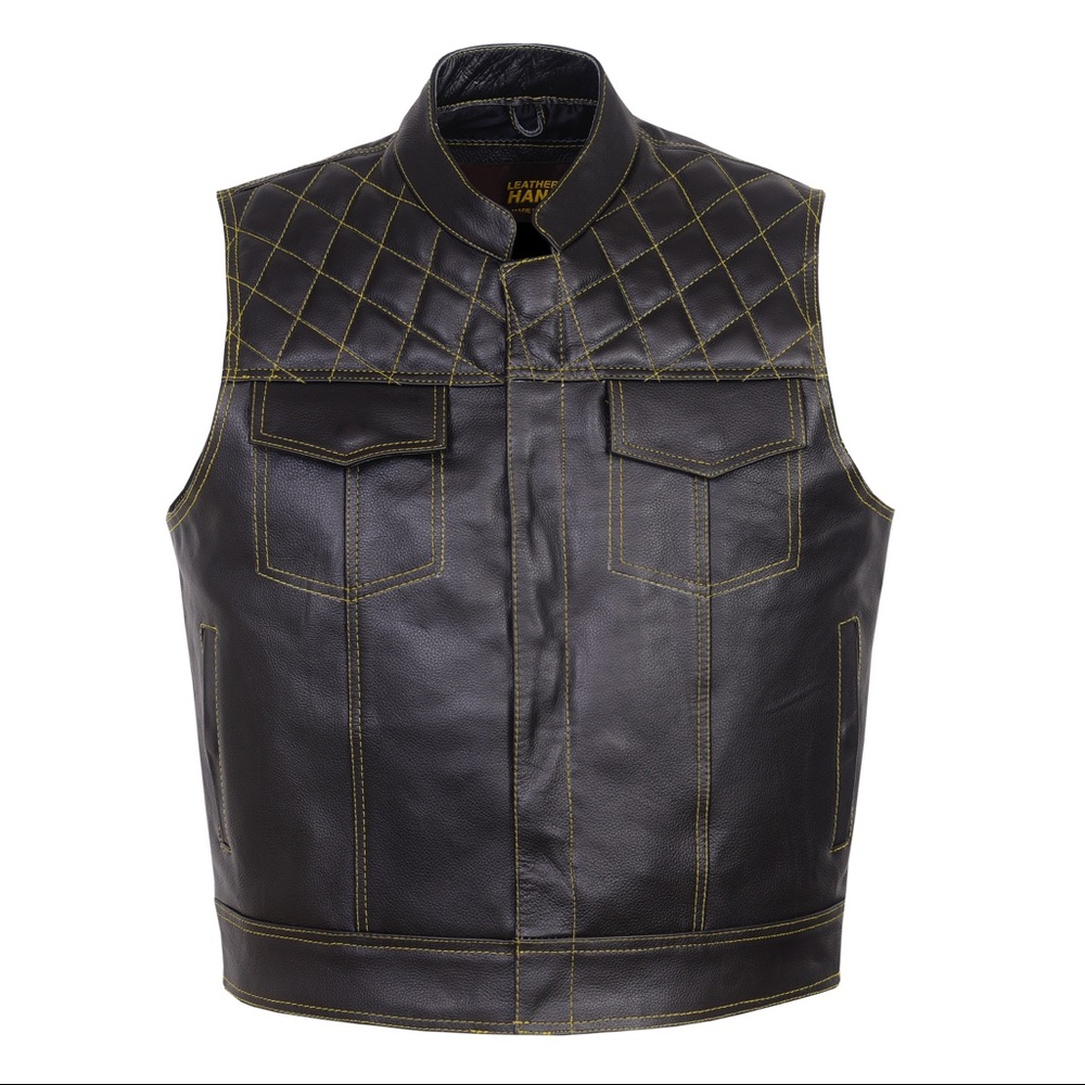 SOA Leather concealed pockets vest